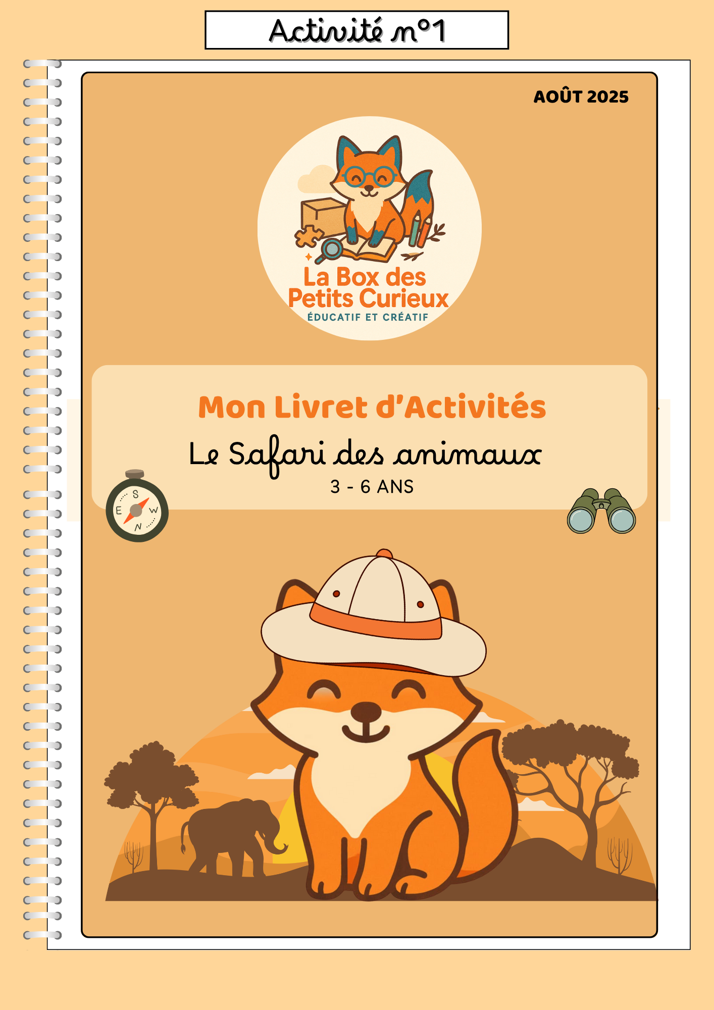 La box du mois - AOÛT - Le Safari des animaux - 2-6 ans