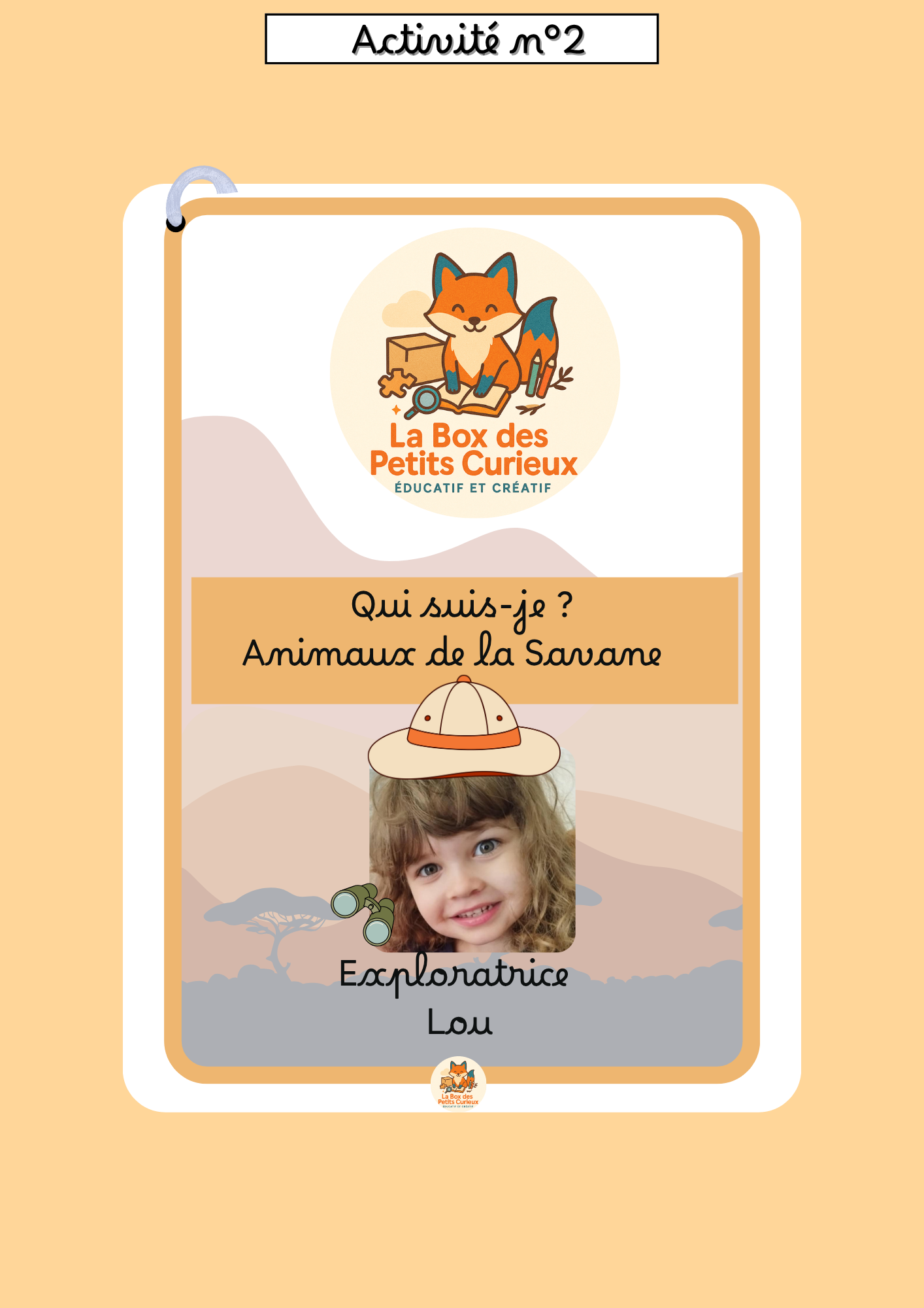 La box du mois - AOÛT - Le Safari des animaux - 2-6 ans