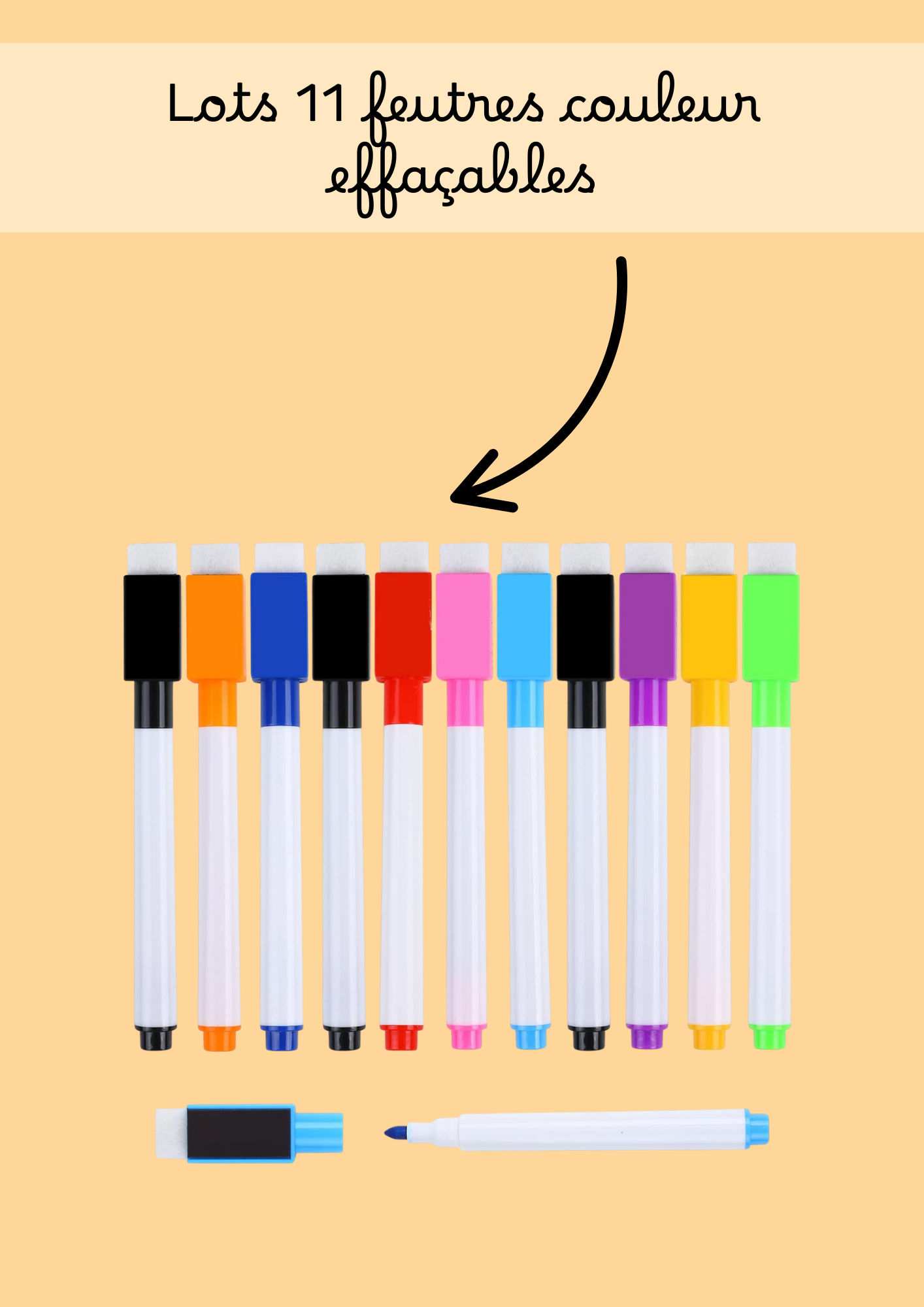 Lot 11 feutres de couleurs effaçables