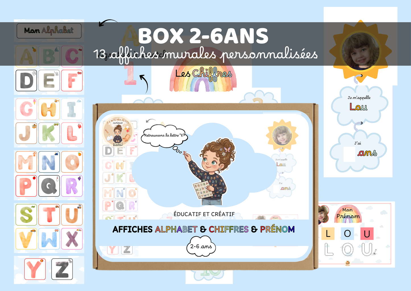 BOX 2-6 ANS  - Affiches alphabet, chiffres et prénom