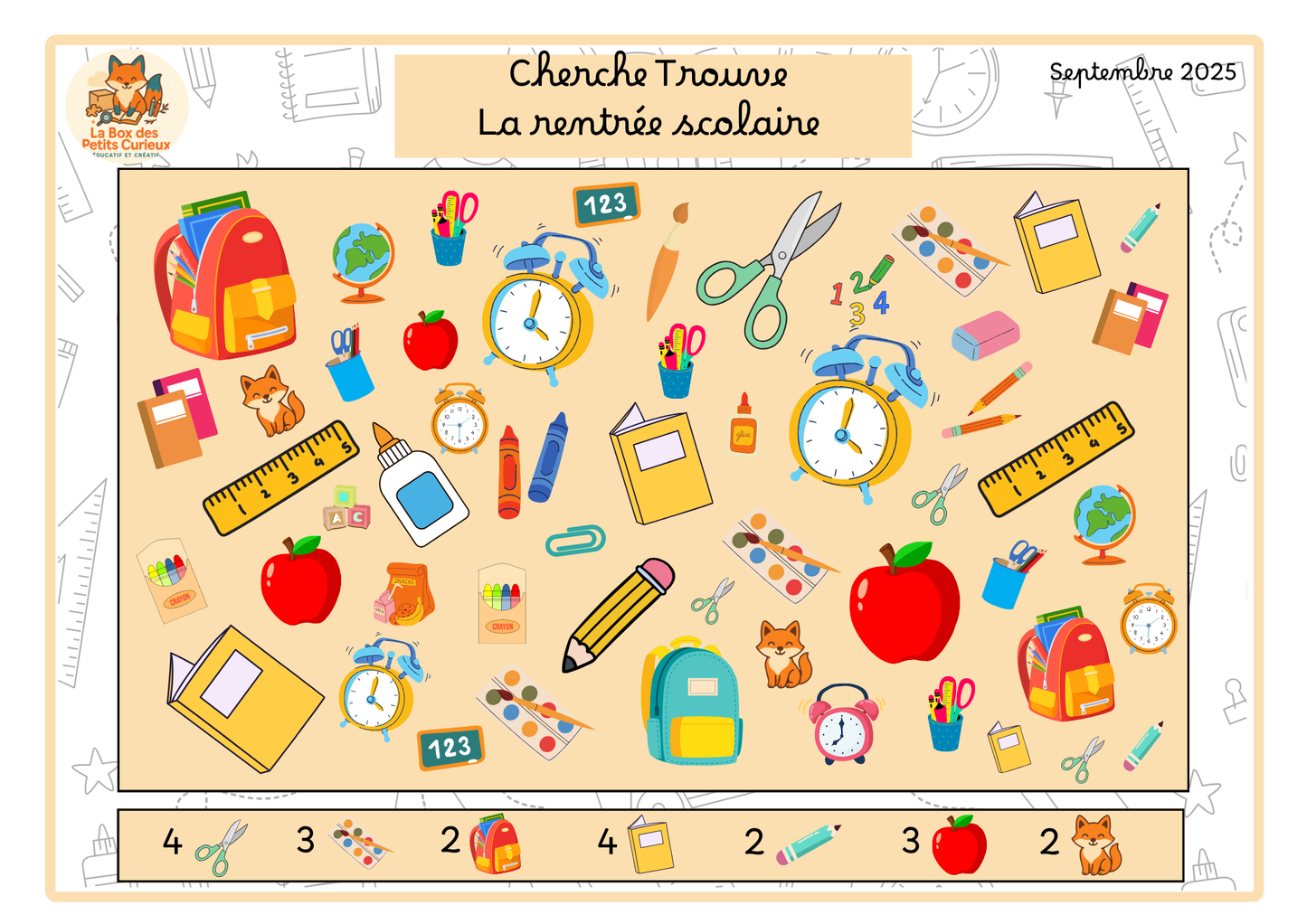 Cherche Trouve SEPTEMBRE 2025 - La rentrée scolaire