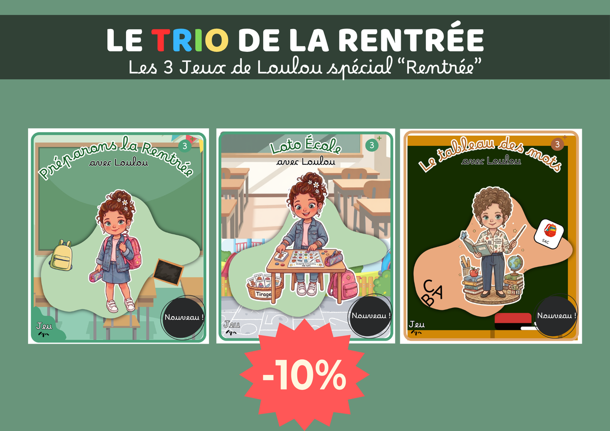 Jeu PACK - Le trio de la Rentrée - 3 ans et +